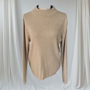 Karen Scott Womens Size Large 100% Cotton Mock Neck Pullover Sweater Minimalist